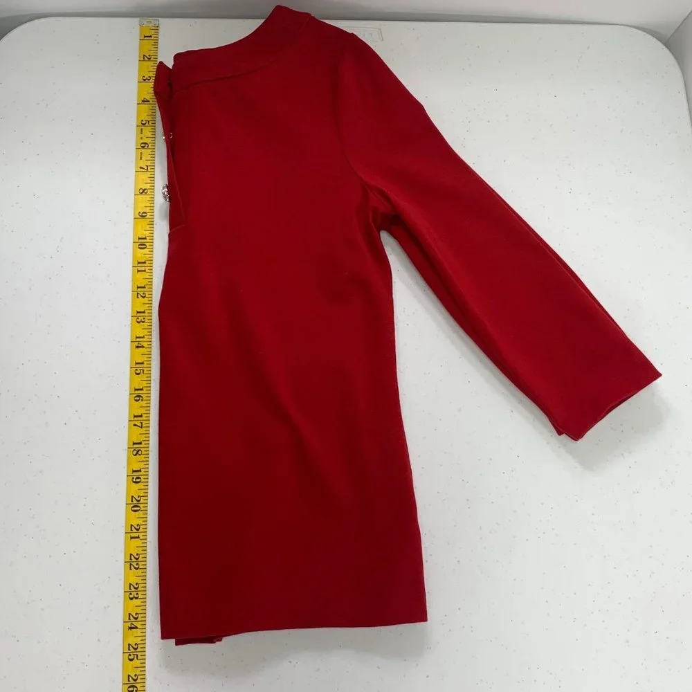 Talbots Rhinestone Front Button Red 3/4 Sleeve Top Size S - Picture 8 of 9